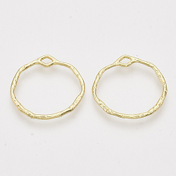 Light Gold Подвесные подвески из сплава, для diy уф смолы, эпоксидная смола, Прессованные цветочные украшения, кольцо, золотой свет, 21.5x22.5x1.5 мм, отверстие : 3x1.5 мм