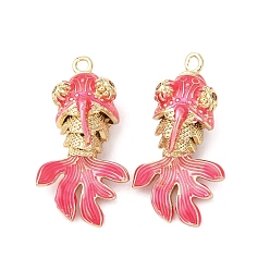 Pink Латунные микро проложить кубического циркония подвески, рыба, реальный 18 k позолоченный, с эмалью, без кадмия и без свинца, стойки покрытие, долговечный, розовые, 29x15x11.5 мм, отверстие : 1.6 мм