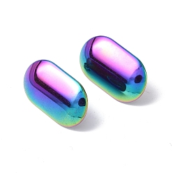 Rainbow Color Revestimiento iónico (ip) 304 fornituras de aretes de acero inoxidable, con bucles verticales y tuercas de oreja, oval, color del arco iris, 23.5x14.5 mm, agujero: 4 mm, pin: 0.7 mm