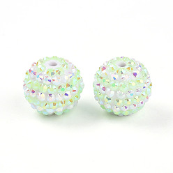 Бледно-Зеленый Полосатый узор смола ab стразы круглые бусины, шарики из жевательной резинки для самодельных ручек, изготовление ювелирных изделий, бледно-зеленый, 19.5~20 мм, отверстие : 2.5~3 мм