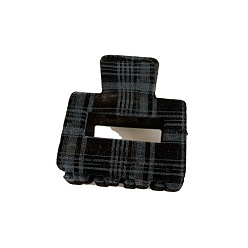 Черный Корейский клетчатый бархатный зажим, заколки-когти для волос с флокированием, заколка для волос, украшение для волос, квадратный, чёрные, 50x50 мм