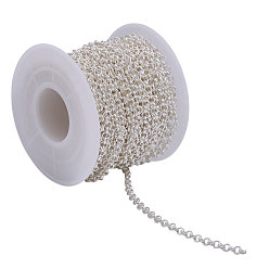 Серебро 10 железные цепи роло, отрыгивающие цепи, несварные, с катушкой, серебряные, 3x1 мм, около 32.81 футов (10 м) / комплект
