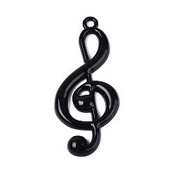 Черный Спрей окрашены сплава большие кулоны, музыкальная нота, без кадмия, без никеля и без свинца, чёрные, 65.5x28x5 мм, отверстие : 3 мм
