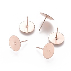 Розовое Золото 304 Выводы серьги из нержавеющей стали шпилька, плоско-круглые, розовое золото , 12x0.3 мм, штифты : 0.7 мм