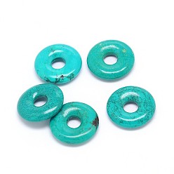 Turquoise Natural Howlite Donut/Pi Disc Pendants, Dyed & Heated, Turquoise, 20x4~5mm, Hole: 6~7mm