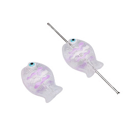 лаванда Ручная работа светящиеся бусины, бусины ручной работы, светится в темноте, рыба, лаванда, 14x10 мм, отверстие : 1 мм