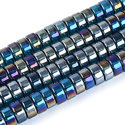 Стально-синий Ab цветные прозрачные стеклянные бусины пряди, плоско-круглые, стальной синий, 7.5~8x4~4.5 мм, отверстие : 0.8~1 мм, около 82~87 шт / нитка, 14.37~15.16'' (36.5~38.5 см)