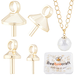 Golden 60Pcs 3 Styles Brass Cup Pearl Peg Bails Pin Pendants, for Half Drilled Beads, Golden, 3~5mm, 20pcs/style 