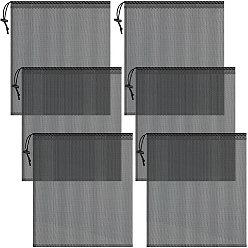 Черный 6 шт. полиэстеровые сетчатые сумки с завязками, квадратный, чёрные, 39.6x40.5x0.25 см