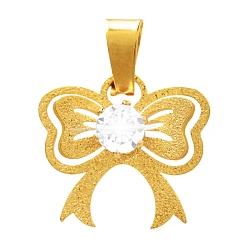 Золотой 304 из нержавеющей стали горный хрусталь подвески, очарование бантом, золотые, 18x16 мм