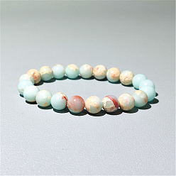 Шушан Камень Эластичные браслеты из синтетического камня шушань из бисера, круглые, 6-3/4 дюйм (17 см), бусины : 8 мм диаметром