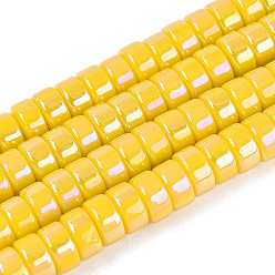 Золотистый Нити из непрозрачных стеклянных бусин с цветным покрытием AB, плоско-круглые, золотые, 6~6.5x3 мм, отверстие : 1~1.2 мм, около 111~119 шт / нитка, 14.17~15.16'' (36~38.5 см)