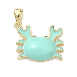 Бирюза Латунь эмаль подвески, крабовые прелести, без кадмия и без свинца, долговечный, стойки покрытие, реальный 18 k позолоченный, бирюзовые, 16x19x4.5 мм, отверстие : 4.5x3 мм