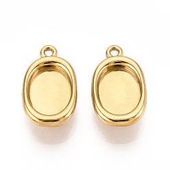 Настоящее золото 18K 304 Настройки кабошон из нержавеющей стали кулон, овальные, ионное покрытие (ip), реальный 18 k позолоченный, лоток : 10x7.5 мм, 17x10x5 мм, отверстие : 1.2 мм