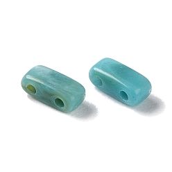 Dark Turquoise Opaque Acrylic Slide Charms, Rectangle, Dark Turquoise, 2.3x5.2x2mm, Hole: 0.8mm