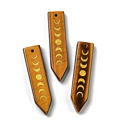 Тигровый глаз Натуральные подвески с фазой Луны и тигровым глазом, прелести со стрелами, 49.5x12.5x6 мм, отверстие : 1.6 мм