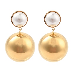 Золотой Ионное покрытие (ip) 304 серьги-гвоздики из нержавеющей стали, с пластиковым, украшения для женщин, полукруглый, золотые, 39.5x24.5 мм