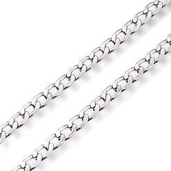 Нержавеющая Сталь Цвет Устойчивые к потускнению 304 кубинские звенья из нержавеющей стали, с катушкой, несварные, цвет нержавеющей стали, 4.5x3x0.8 мм, около 32.8 футов (10 м) / рулон