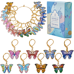 (52) Непрозрачная лаванда Подвеска-бабочка из сплава эмали, украшения, с накладками из латуни, разноцветные, 33 мм, 32 шт / коробка