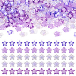 Фиолетовый 150 шт 5 стили прозрачные акриловые бусины, звезда, фиолетовые, 9~12x9.5~11x4~8 мм, отверстие : 1.6~2 мм, 30 шт / стиль