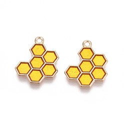 Другие Подвески из эмали и сплава, золотые, соты, 21x17x1.5 мм, отверстие : 1.6 мм