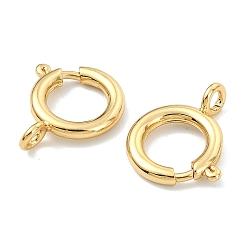 Real 18K Gold Plated SHEGRACE Brass Spring Ring Clasps, Cadmium Free & Nickel Free & Lead Free, Ring, Real 18K Gold Plated, 12x2mm, Hole: 2mm