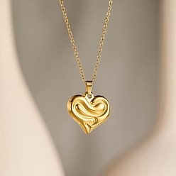 Сердце 304 подвесные из нержавеющей стали ожерелья, реальный 18 k позолоченный, сердце, 15.75 дюйм (40 см), Кулон : 20x21 мм