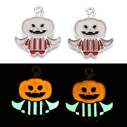 Платина Подвески из эмали и светящегося сплава на тему хэллоуина, светится в темноте, очарование демона, платина, 23x19x1.5 мм, отверстие : 1.6 мм