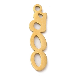 Doré  Halloween 201 pendentifs en acier inoxydable, Coupe au laser, mot boo charme, or, 21x5.5x1mm, Trou: 1.5mm