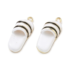 Белый Подвески из эмали и сплава, подвески для тапочек, стойки покрытие, золотые, долговечный, белые, 20x9x7.5 мм, отверстие : 1.4 мм