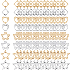 (52) Непрозрачная лаванда 160шт 8 стили 2-отверстие ccb пластиковая бусина рамка, разноцветные, 10~15.5x10~16x3.5 мм, отверстие : 1.6~2 мм, 20 шт / стиль