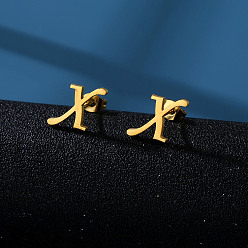 Letter X 201 из нержавеющей стали серьги, золотые, Письмо X, 10x10 мм