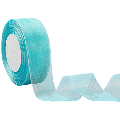 Средний Аквамарин 1 рулоны прозрачной органзовой ленты, широкая лента для украшения на свадьбе, средний аквамарин, 1-1/2 дюйм (38 мм), около 50.00 ярдов (45.72 м) / комплект