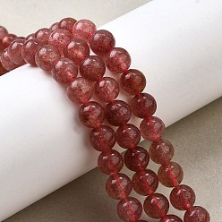 Клубничный Кварц Природного кварца клубники нитей бисера, круглые, 6 мм, отверстие : 0.7 мм, около 62 шт / нитка, 14.84 дюйм (37.7 см)