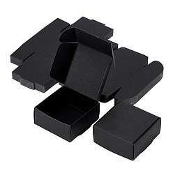 Черный Бумажные коробки конфет, коробка для выпечки, для партии, свадьба, детский душ, квадратный, чёрные, готовое изделие: 6.5x6.5x3 см