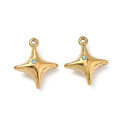 Настоящее золото 18K 304 из нержавеющей стали горный хрусталь подвески, звезды прелести, ионное покрытие (ip), реальный 18 k позолоченный, 16.5x14x6 мм, отверстие : 0.8 мм