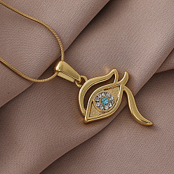 Золотой Элегантные 304 подвески из нержавеющей стали с прозрачным стеклянным глазом для женщин., золотые, 15.75 дюйм (40 см)