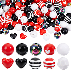 Color mezclado Kits de accesorios para manualidades de cuentas para el día de San Valentín, incluyendo granos de acrílico, Abalorios de resina, color mezclado, 16~20x19~20x11~20 mm, agujero: 2.5~3 mm