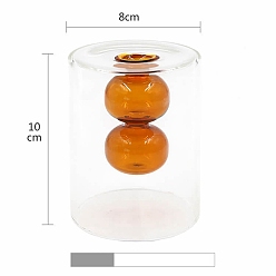 Chocolate Double-layer Transprent Glass Hydroponic Vase Display Decorations, for Indoor Garden Home Decoration, Chocolate, 100x80mm