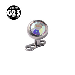 Нержавеющая Сталь Цвет G23 титановый кубический цирконий дермальный якорь основание/верхняя часть для женщин и мужчин, плоско-круглые, цвет нержавеющей стали, 5 мм, штифты : 1.2 мм