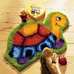 Tortoise DIY Latch Hook Rug Kit, DIY Rug Crochet Yarn Kits, Including Color Printing Mesh Embroidery Pad, Acrylic Fiber Wool, Instruction, Tortoise, 365x500x2mm