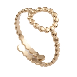 Настоящее золото 14K Ионное покрытие (ip) 304 манжеты с полым кольцом из нержавеющей стали для женщин, реальный 14 k позолоченный, внутренний диаметр: 16.6 мм