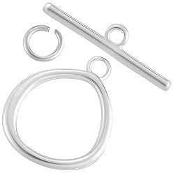 Посеребрённый Латуни Переключить застежками, с кольца прыжок из латуни, 925 серебро покрытием