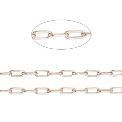 Розовое Золото Ионное покрытие (ip) 304 цепи для канцелярских скрепок из нержавеющей стали, пайки, с катушкой, розовое золото , 3x1~1.3x0.3 мм, около 65.61 футов (20 м) / рулон