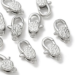 Platinum SHEGRACE Brass Lobster Claw Clasps, Flat Round, Cadmium Free & Lead Free & Nickel Free, Platinum, 13x7.5x4mm, Hole: 1.2mm