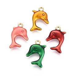 (52) Непрозрачная лаванда 304 нержавеющей стальной эмали подвески, прелести дельфинов, ионное покрытие (ip), реальный 18 k позолоченный, разноцветные, 20.5~21x13~14x4 мм, отверстие : 1.7~1.8 мм
