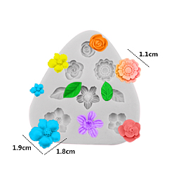 Цветок Пищевые силиконовые формы, формы помады, для украшения торта поделки, цвет шоколада, конфеты, цветочным узором, 74x80x7 мм, Внутренний диаметр: 11 мм и 19x18 мм