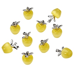 Светло-желтый 10 шт яблочный драгоценный камень подвеска кристалл кварц исцеление подвески из натурального камня розовая серебряная пряжка для ювелирных изделий ожерелье серьги изготовление ремесел, светло-желтый, 20.5x14.8 мм, отверстие : 3 мм