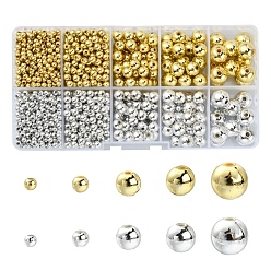 Mixed Color ABS Plastic Beads, Eco-Friendly Electroplated Beads, Round, Mixed Color, 3~10mm, Hole: 1.4~2.3mm, 1403pcs/box