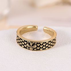 Antique Golden Brass Cuff Open Rings, Cross, Antique Golden, 15~20mm